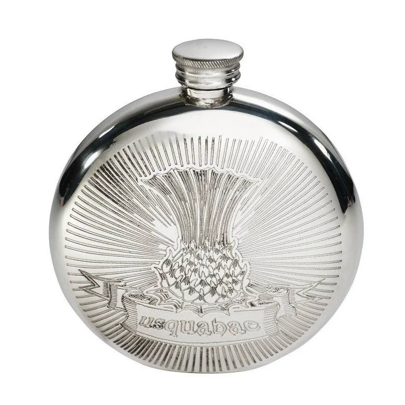 Round Usquabae Single Thistle Flask
