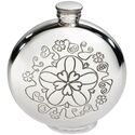 Round Yorkshire Rose Pewter Flask