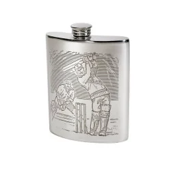 Cricket Scene Hip Flask