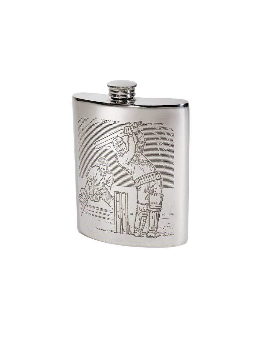 Cricket Scene Hip Flask
