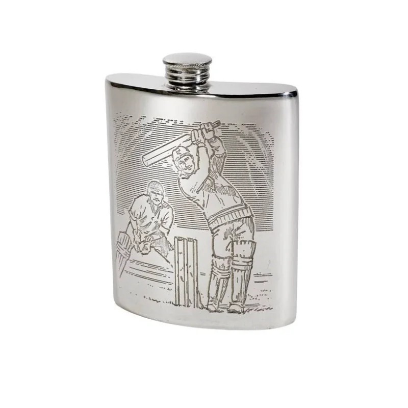 Cricket Scene Hip Flask
