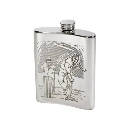Cricket Scene Hip Flask