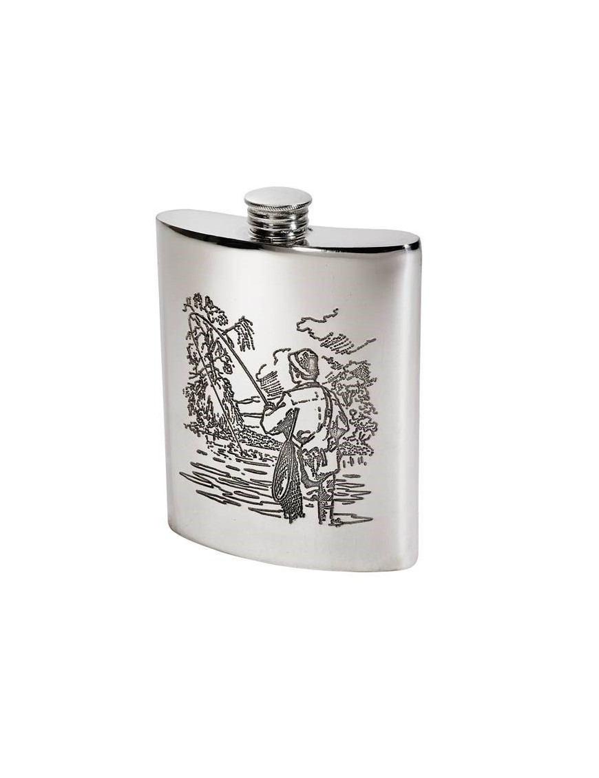 Fishing Scene Hip Flask