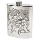 Rugby Scene Pewter Hip Flask