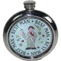 Best Man Round Pewter Picture Flask
