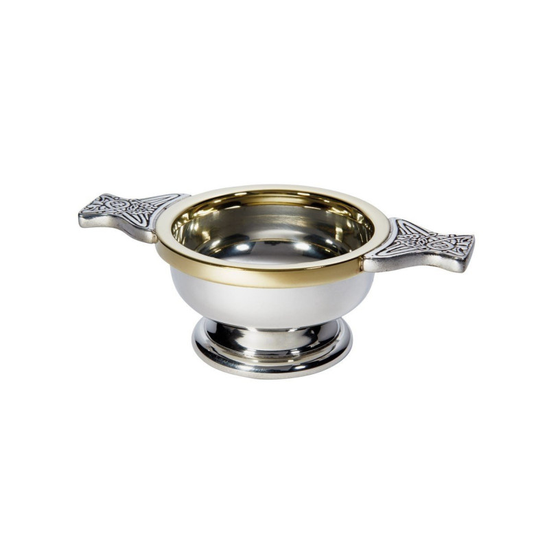 Pewter and Brass Rim Quaich Small