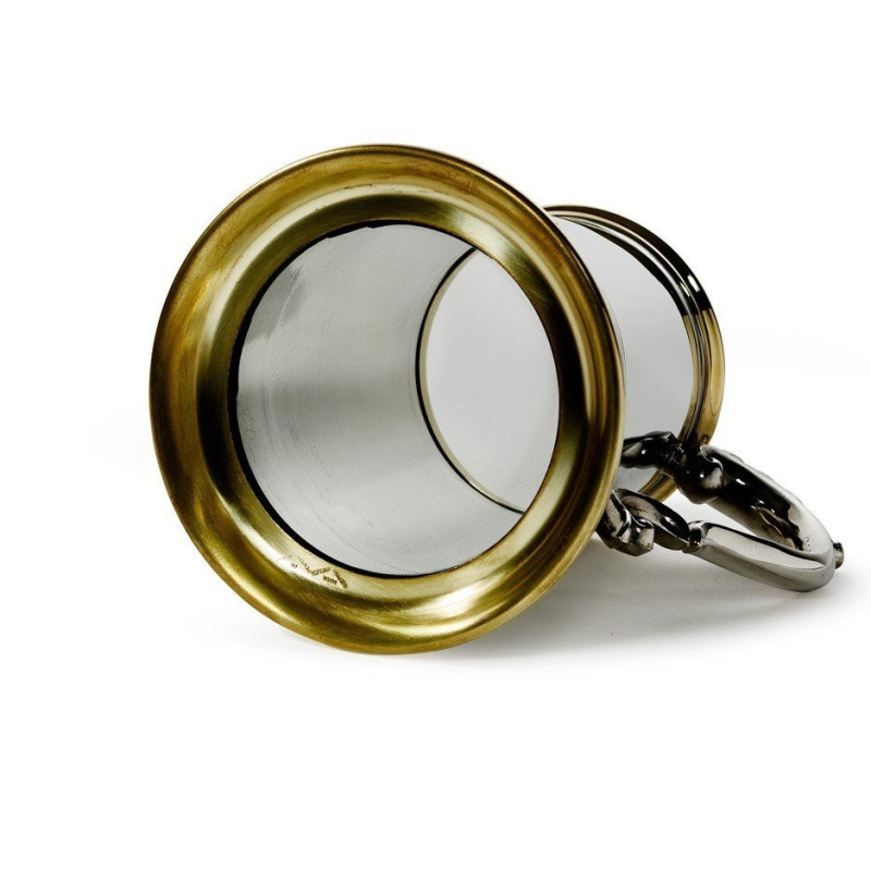 Wortley Pewter and Brass Tankard With Glass Base