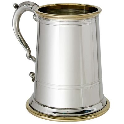 Wortley Pewter and Brass Tankard With Glass Base