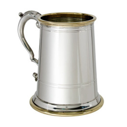 Wortley Pewter and Brass Tankard With Glass Base
