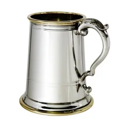 Wortley Pewter and Brass Tankard With Glass Base