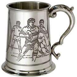 Rugby Scene Pewter Tankard