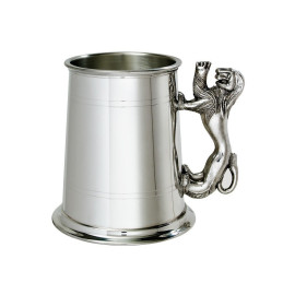 Lion Handle Pewter Tankard