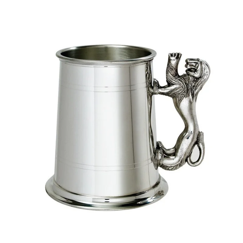 Lion Handle Pewter Tankard
