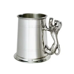 Lion Handle Pewter Tankard