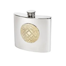 Celtic Gold Pewter Kidney Hip Flask