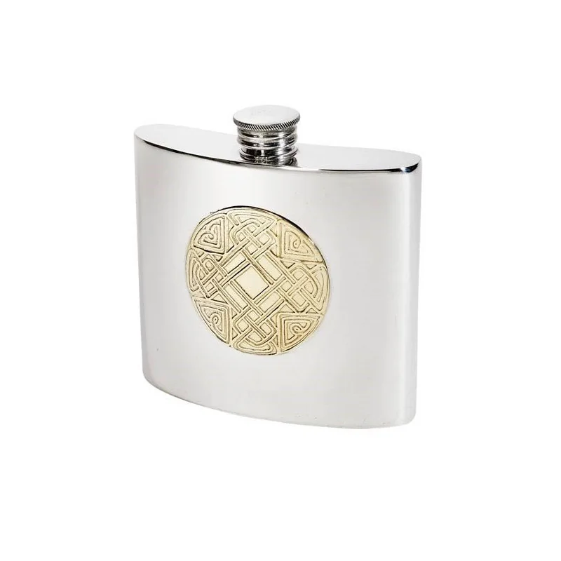 Celtic Gold Pewter Kidney Hip Flask