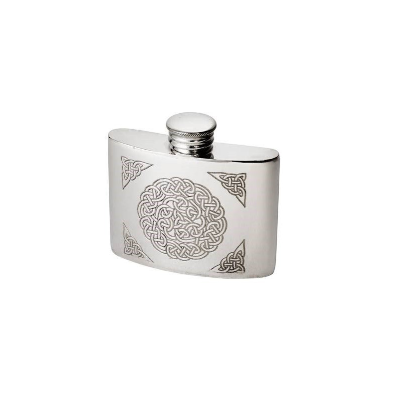 Celtic Knot Pewter kidney Hip Flask 2oz