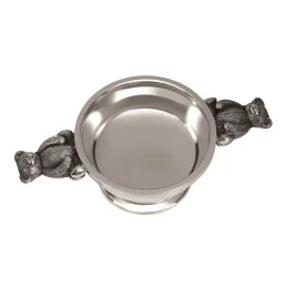 Teddy Bear Handle Pewter Quaich