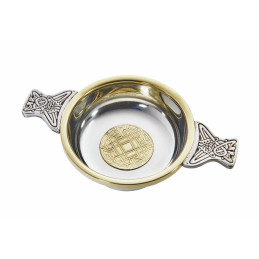 Celtic Gold Pewter and Brass Quaich