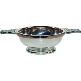 Copper Rim Pewter Quaich, Large