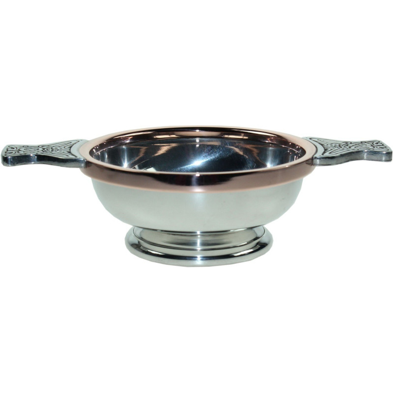 Copper Rim Pewter Quaich, Large