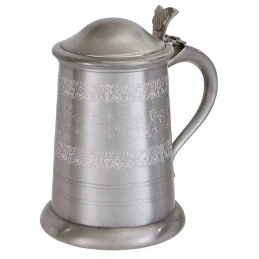 Medieval Hunting Scene Pewter Tankard