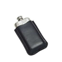 Black Leather Pouch 3oz Pocket Flasks