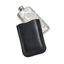 Black Leather Pouch 3oz Pocket Flasks