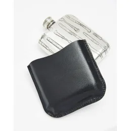 Black Leather Pouch 4oz Pocket Flasks