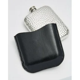 Black Leather Pouch 6oz Pocket Flasks