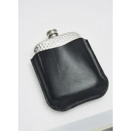 Black Leather Pouch 6oz Pocket Flasks