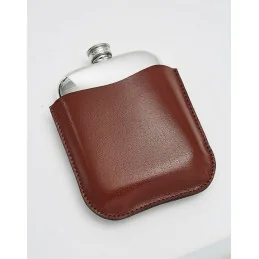 Black Leather Pouch 6oz Pocket Flasks