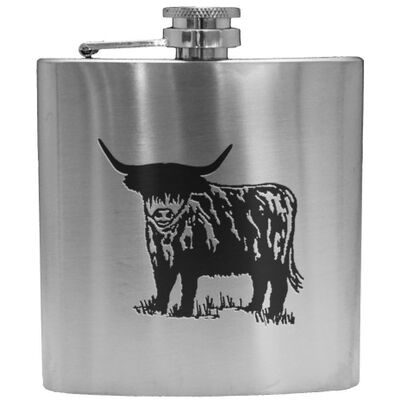 Highland Cow Design Hip Flask