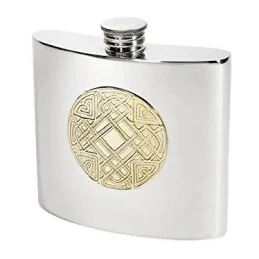 Celtic Gold Pewter Kidney Hip Flask