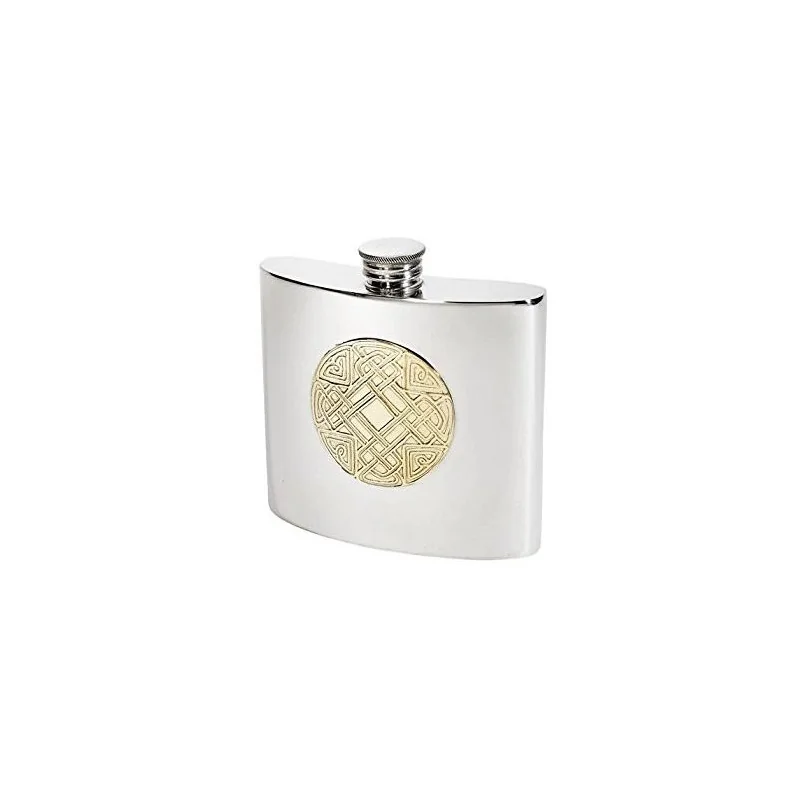 Celtic Gold Pewter Kidney Hip Flask