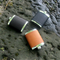 Black Raven Leather Hip Flask