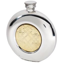 Celtic Gold Round Pewter Flask