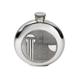 Art Deco Round Pewter Flask