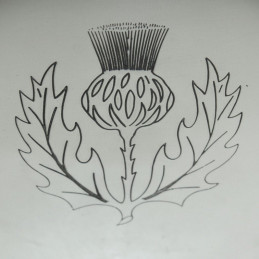 Round Pewter Thistle Flask