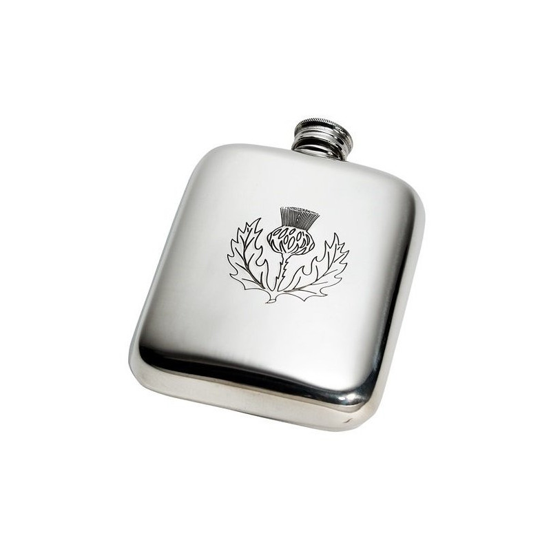 Thistle Stamp Pewter Pocket Flask