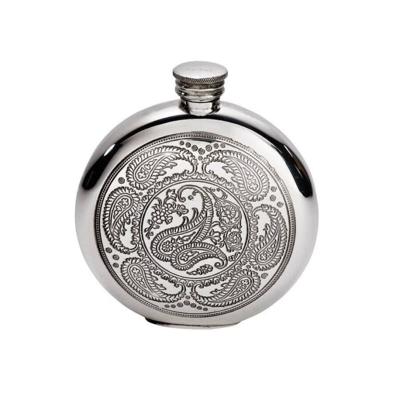 Paisley Pewter Round Flask