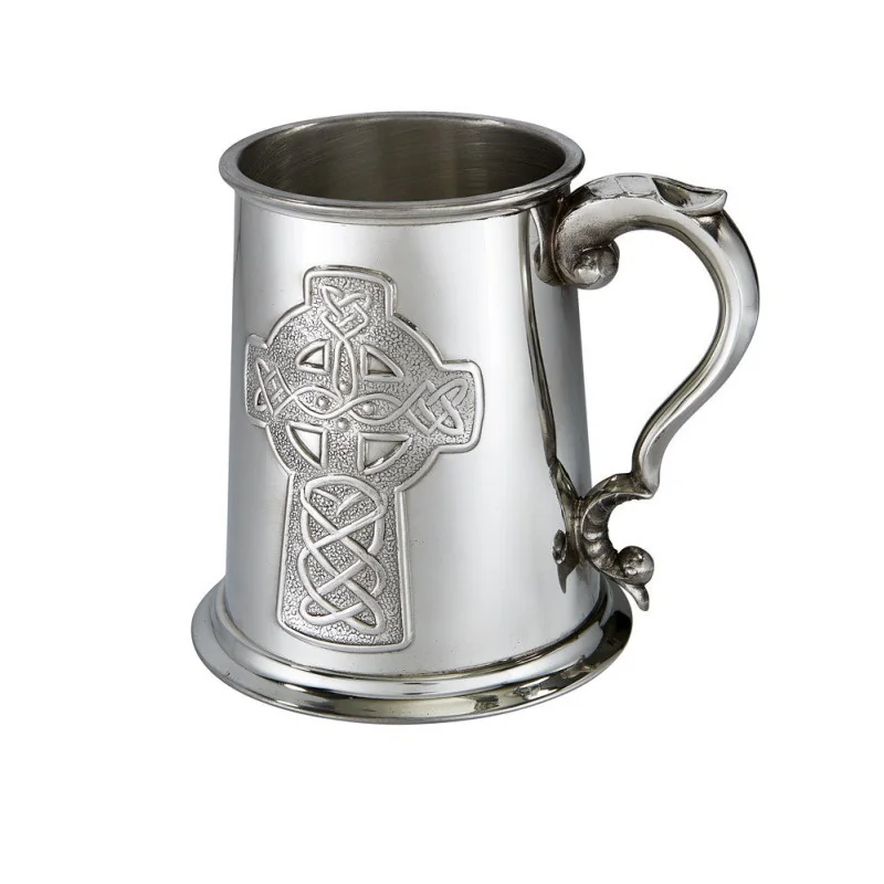 Embossed Celtic Cross Pewter Tankard Embossed Celtic Cross Pewter Tankard