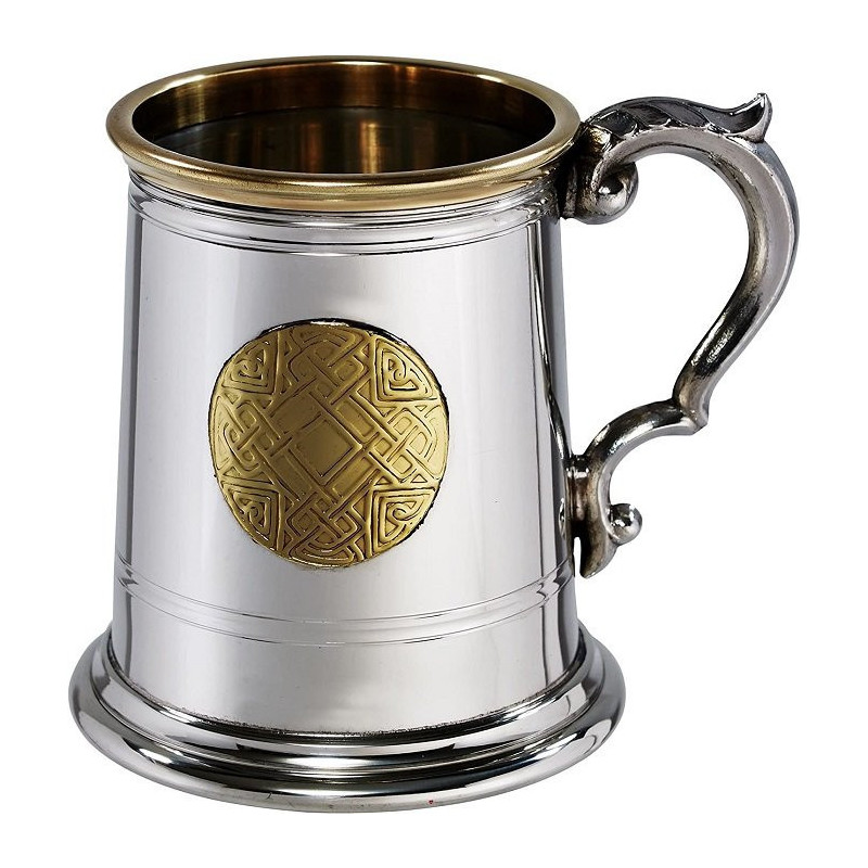 Half Pint Celtic Gold Pewter Tankard