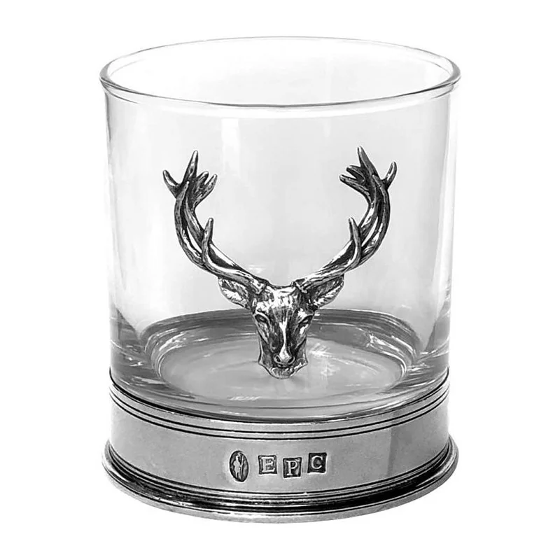 Majestic Stag Head Pewter Whisky Glass