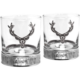 Majestic Stag Head Pewter Whisky Glass