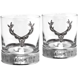 Majestic Stag Head Pewter Whisky Glass