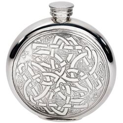 Celtic Round Pewter Flask
