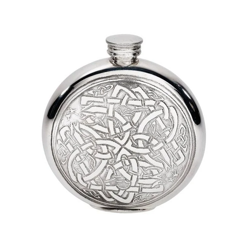 Celtic Round Pewter Flask