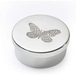 Single Butterfly Pewter Trinket Box