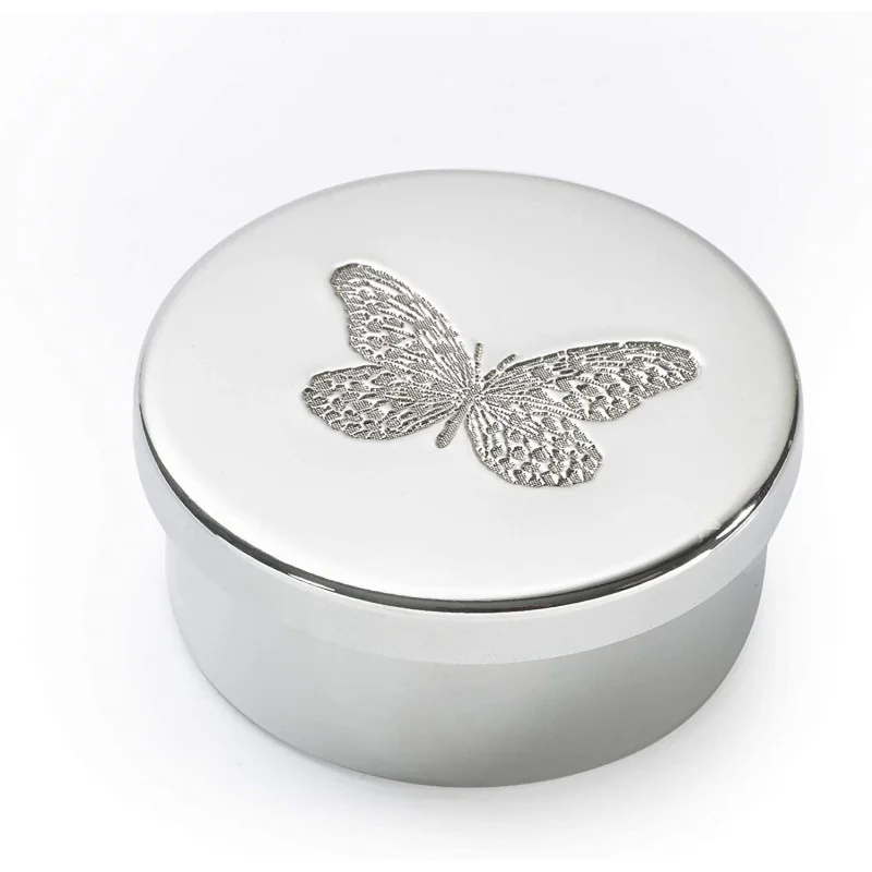Single Butterfly Pewter Trinket Box